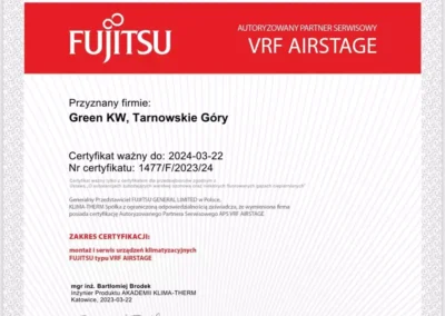 certyfikat Fujitsu